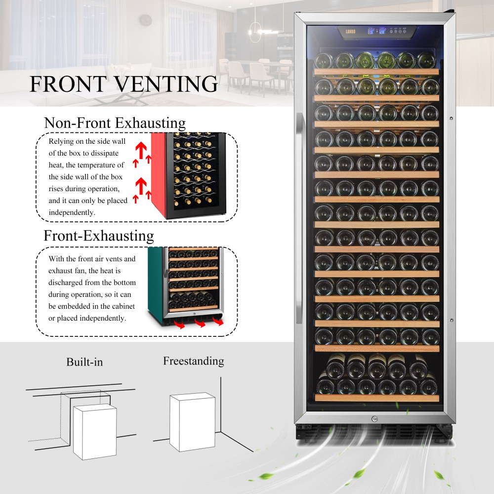 LANBO Wine Chiller, 149 Bottle Single Zone Red Wine Cellar Fridge Built